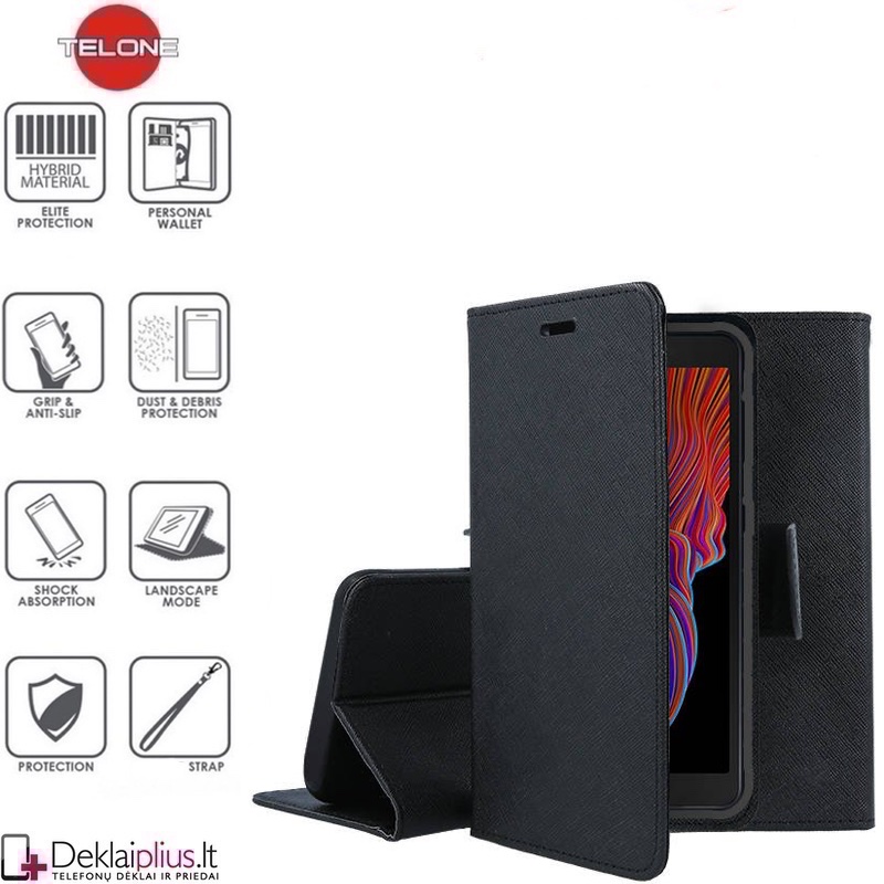 Telone fancy su skyreliais dėklas - juodas (telefonui Samsung Xcover 5) Telone fancy su skyreliais dėklas - juodas (telefonui Samsung Xcover 5)